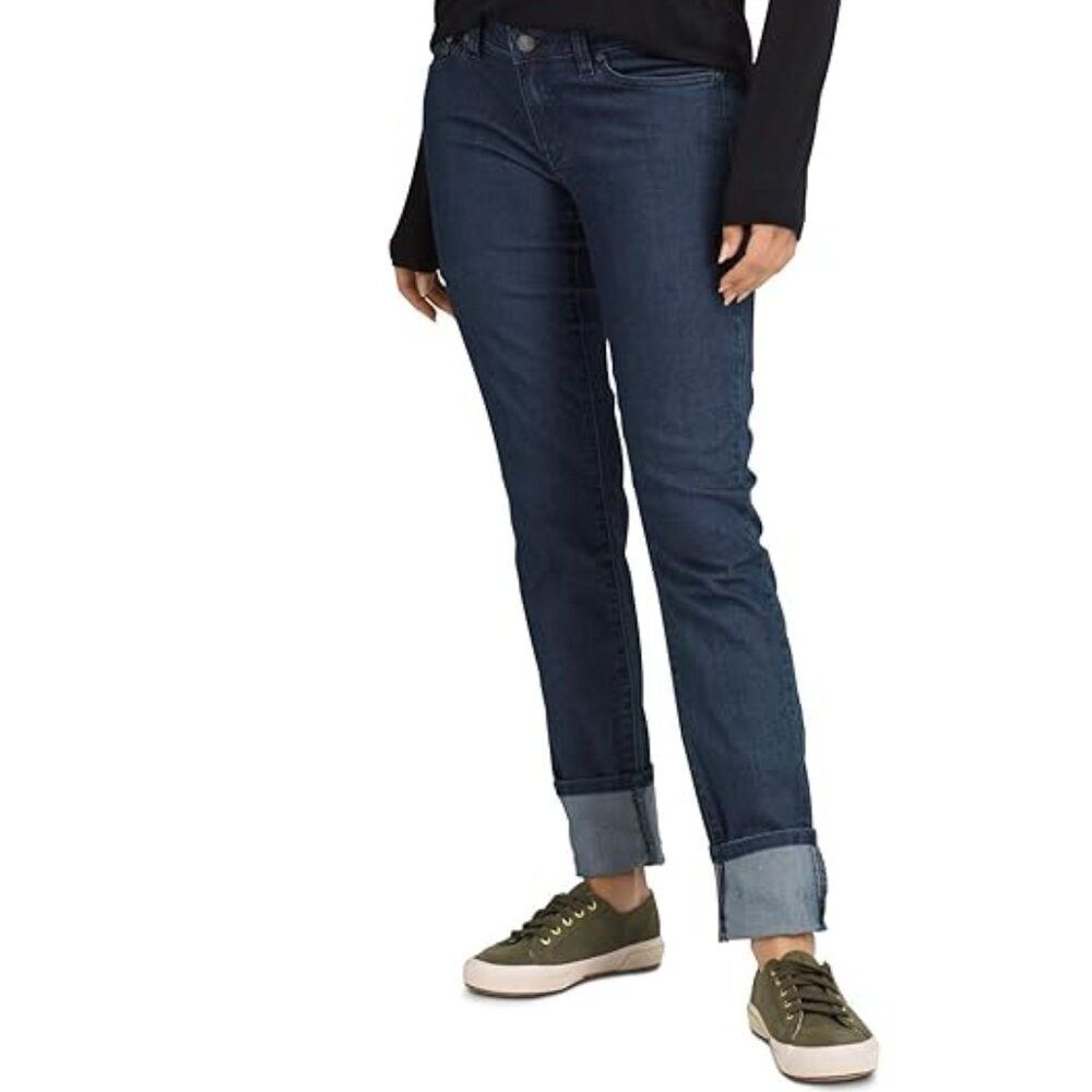 Prana Kara Rolled Skinny Jeans Indigo Blue Size 4 27 Stretch Cuffed Low Rise